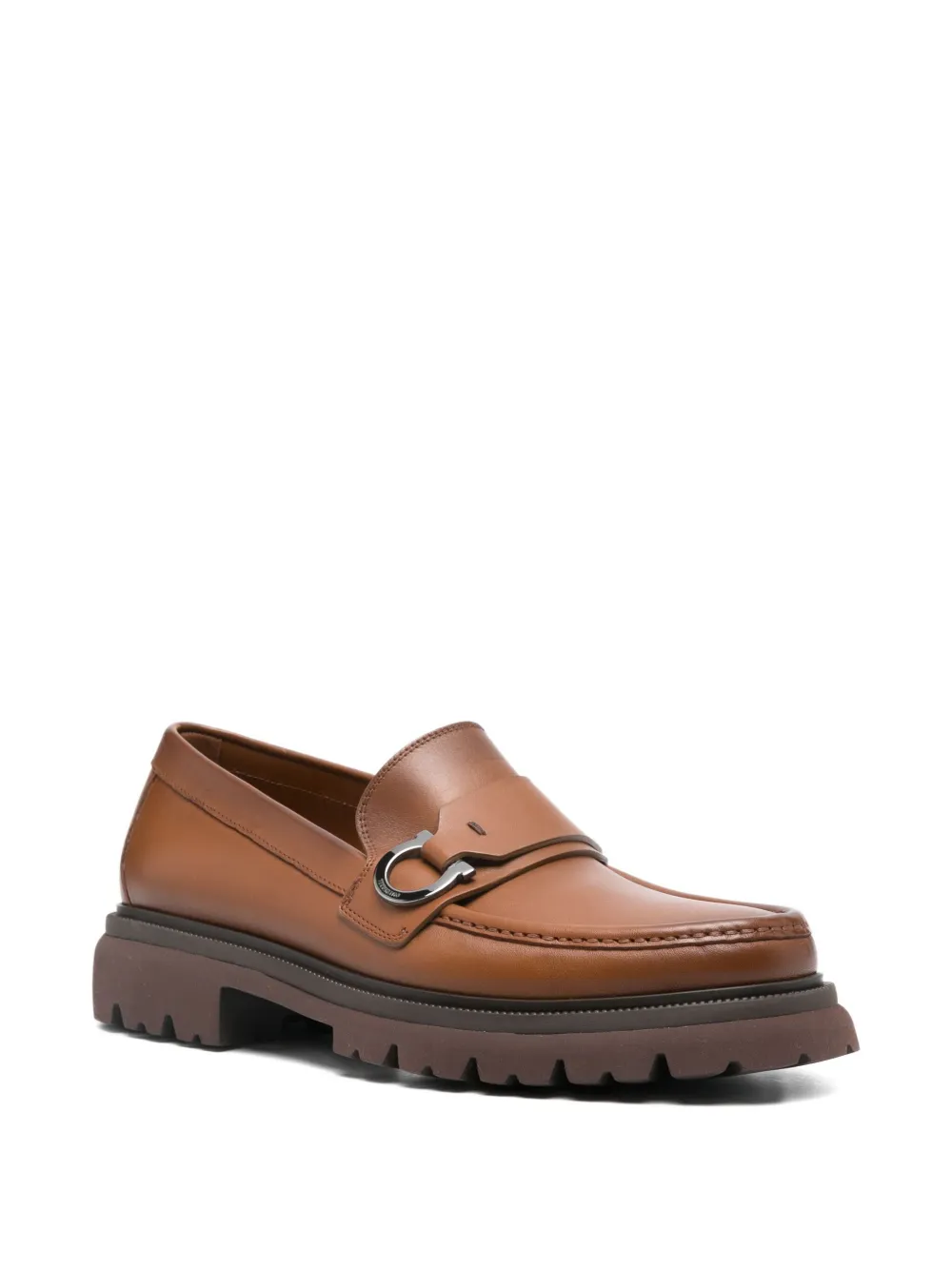 Ferragamo leather buckle loafers Brown