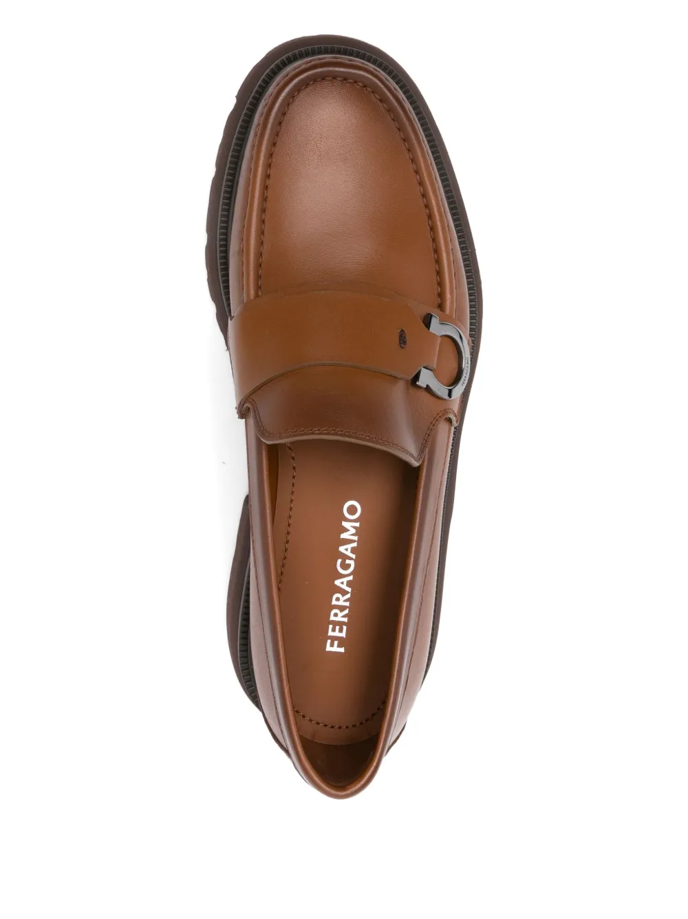 Ferragamo leather buckle loafers Brown