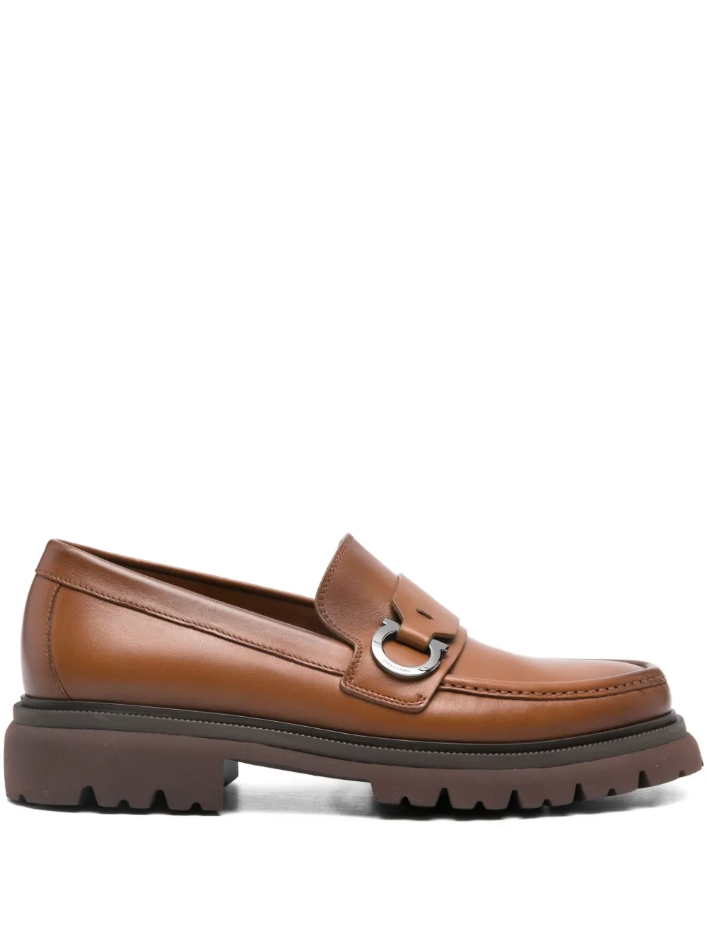 Ferragamo leather buckle loafers Brown