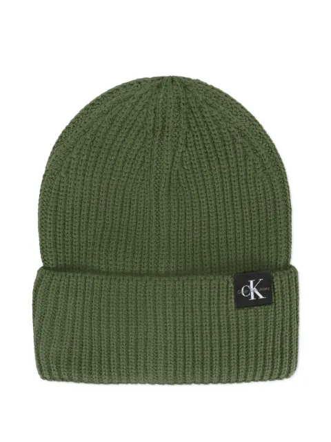 Calvin Klein Kids ribbed logo-patch beanie