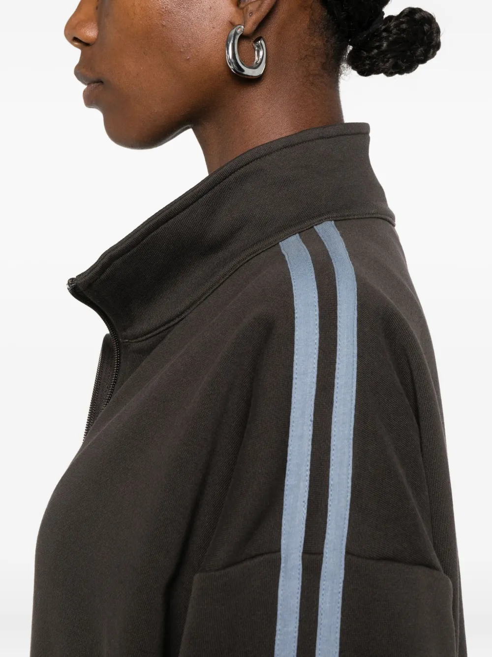 6397 Stripe-detail Zip-up Jacket In Brown