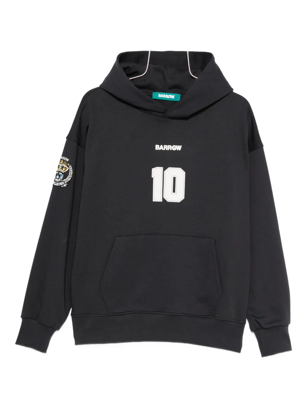 Barrow Number-printed Hoodie In Black