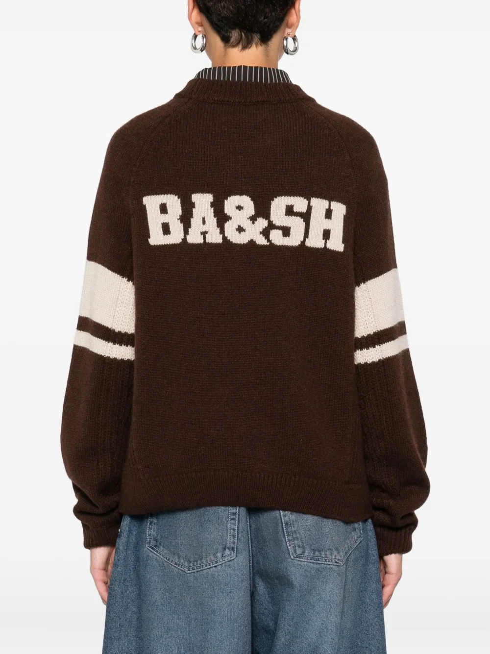 Ba&sh Number-intarsia Wool Sweater In Brown