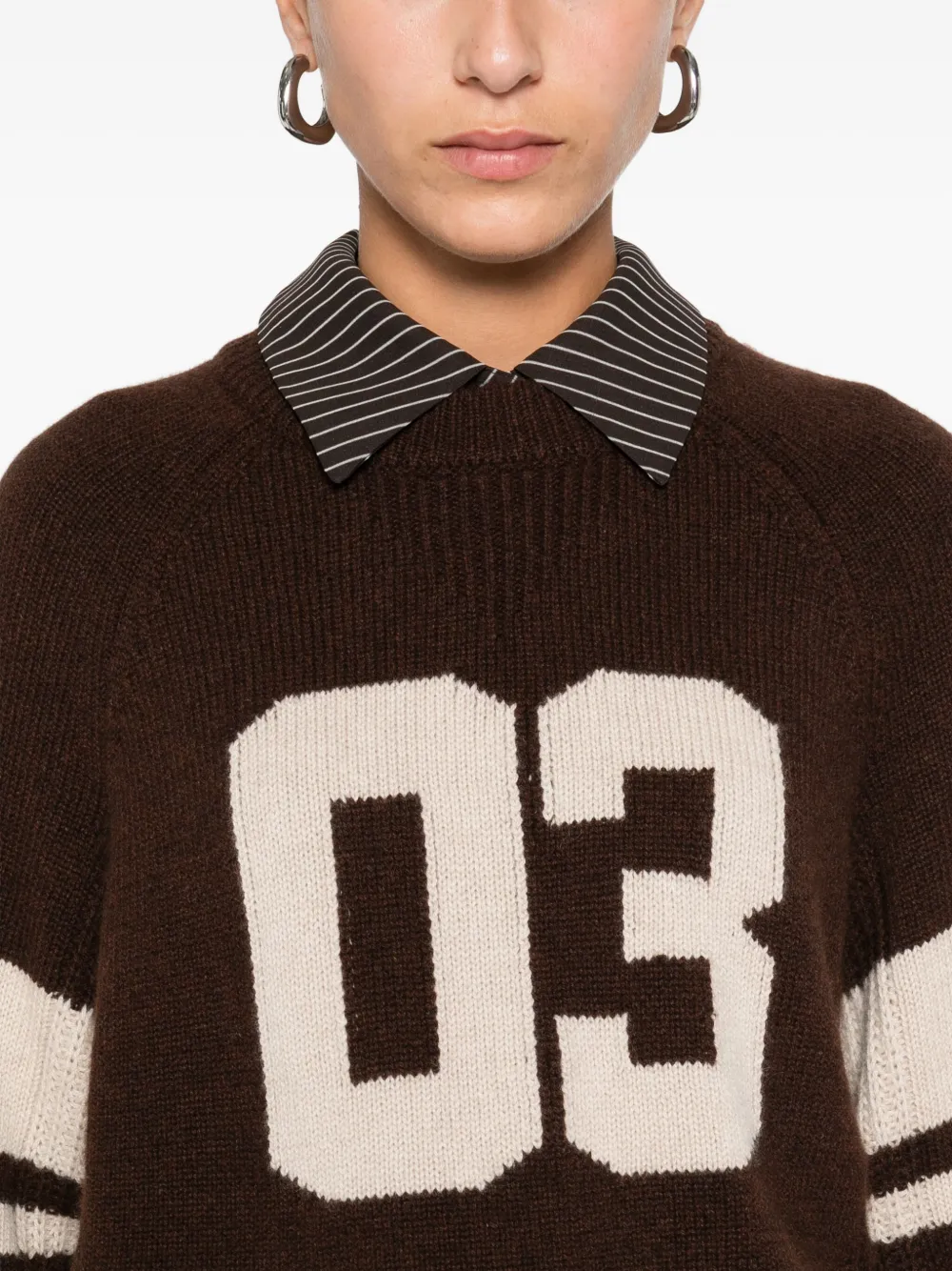Ba&sh Number-intarsia Wool Sweater In Brown
