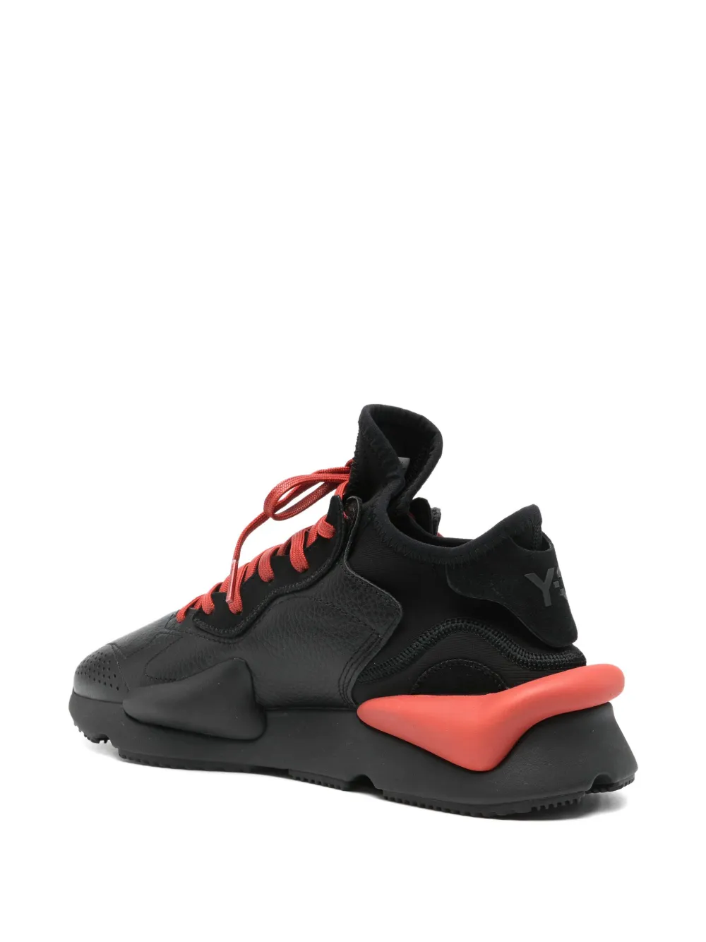 Y-3 Kaiwa leather-panelled lace-up sneakers Black