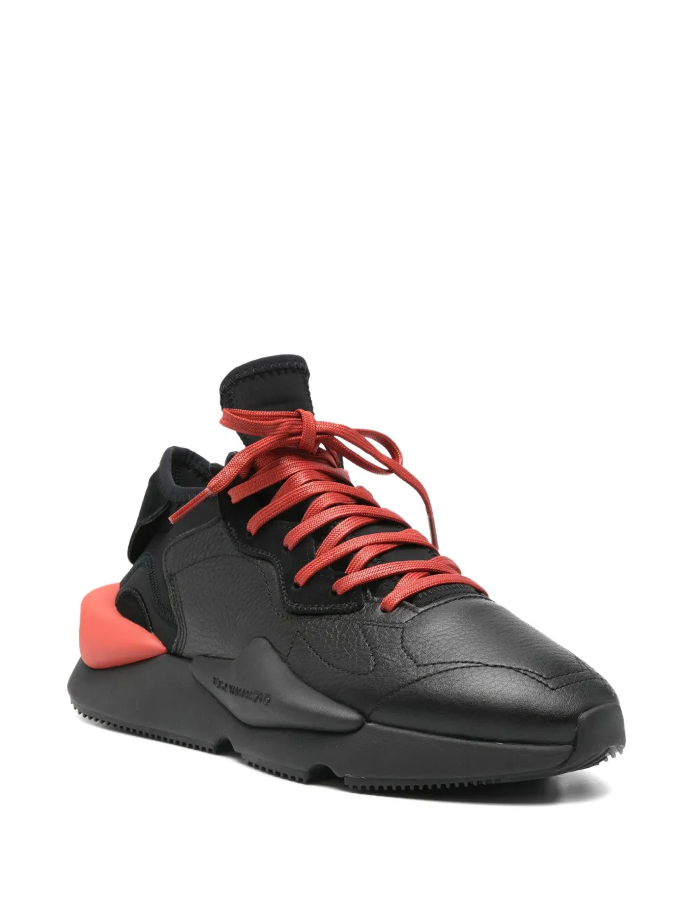 Y-3 Kaiwa leather-panelled lace-up sneakers Black