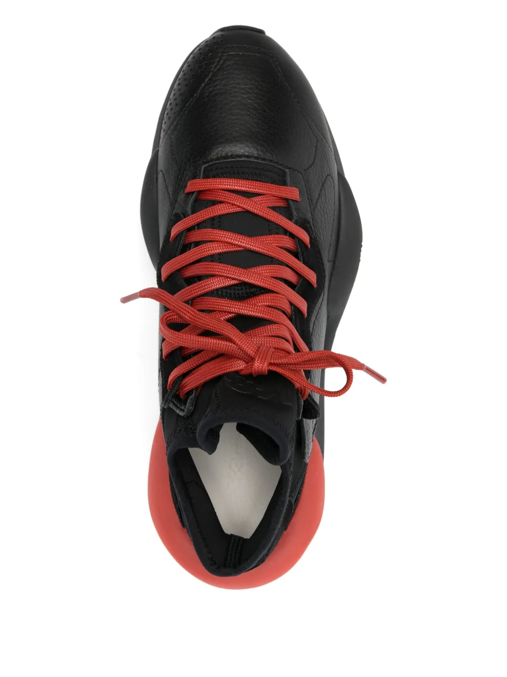 Y-3 Kaiwa leather-panelled lace-up sneakers Black