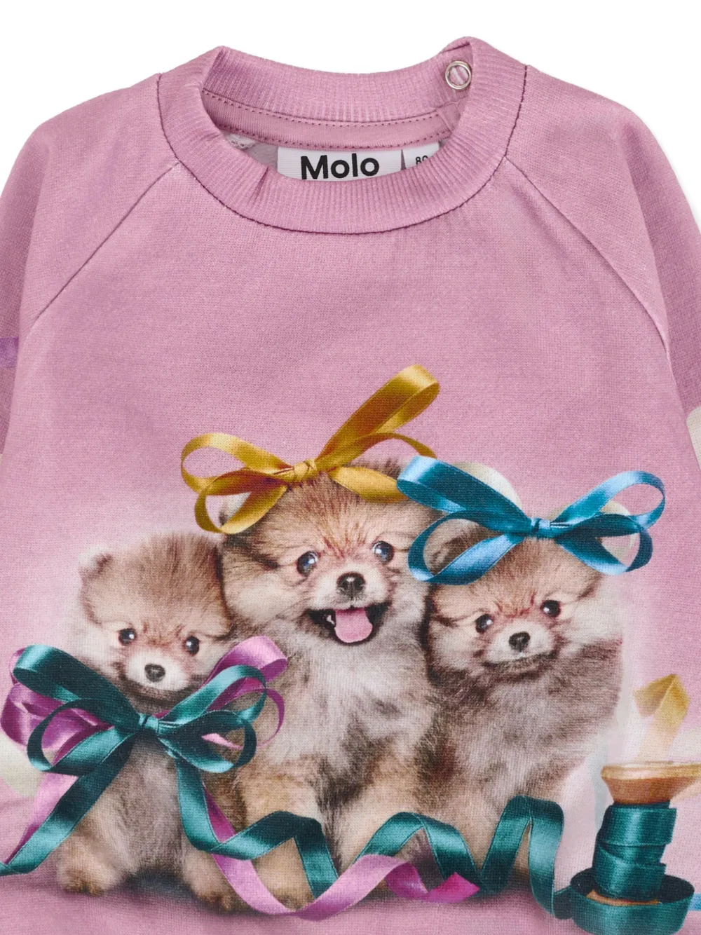 Molo Puppy-print Ribbons Sweatshirt In Pink