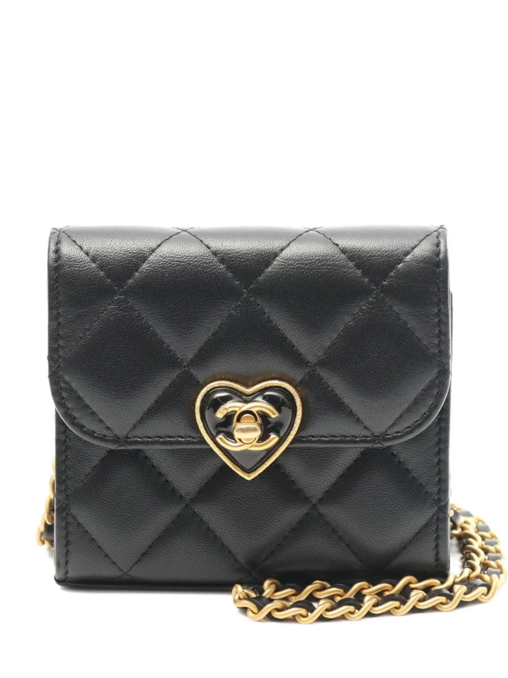 CHANEL Pre-Owned 2021 マテラッセ ハート ショルダーバッグ - ブラック CHANEL Pre-Owned 2021 マテラッセ ハート ショルダーバッグ - ブラック