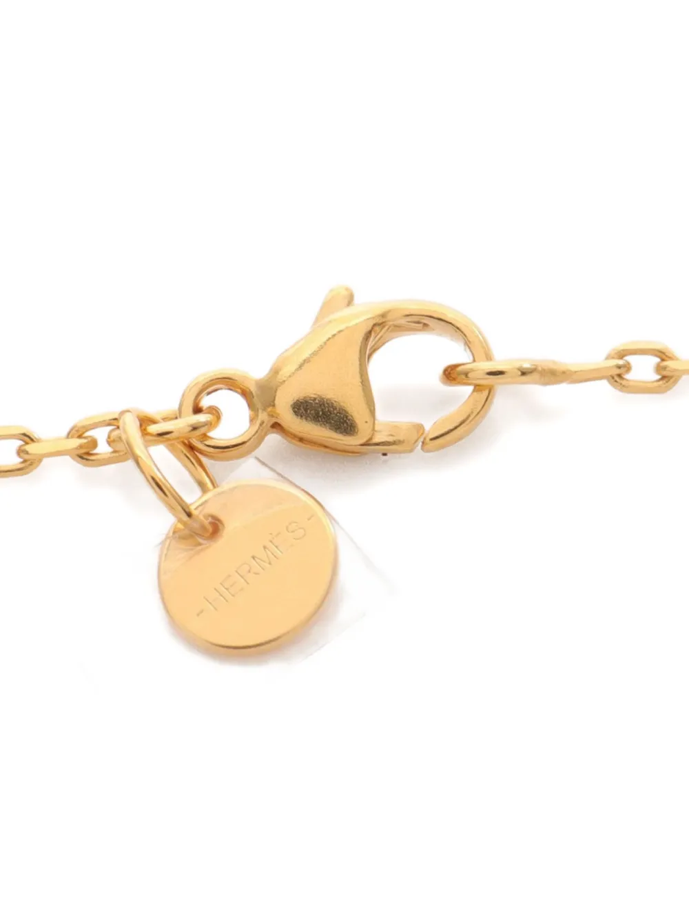 Pre-owned Hermes 2022 Heart-shaped Leather Necklace In Gold