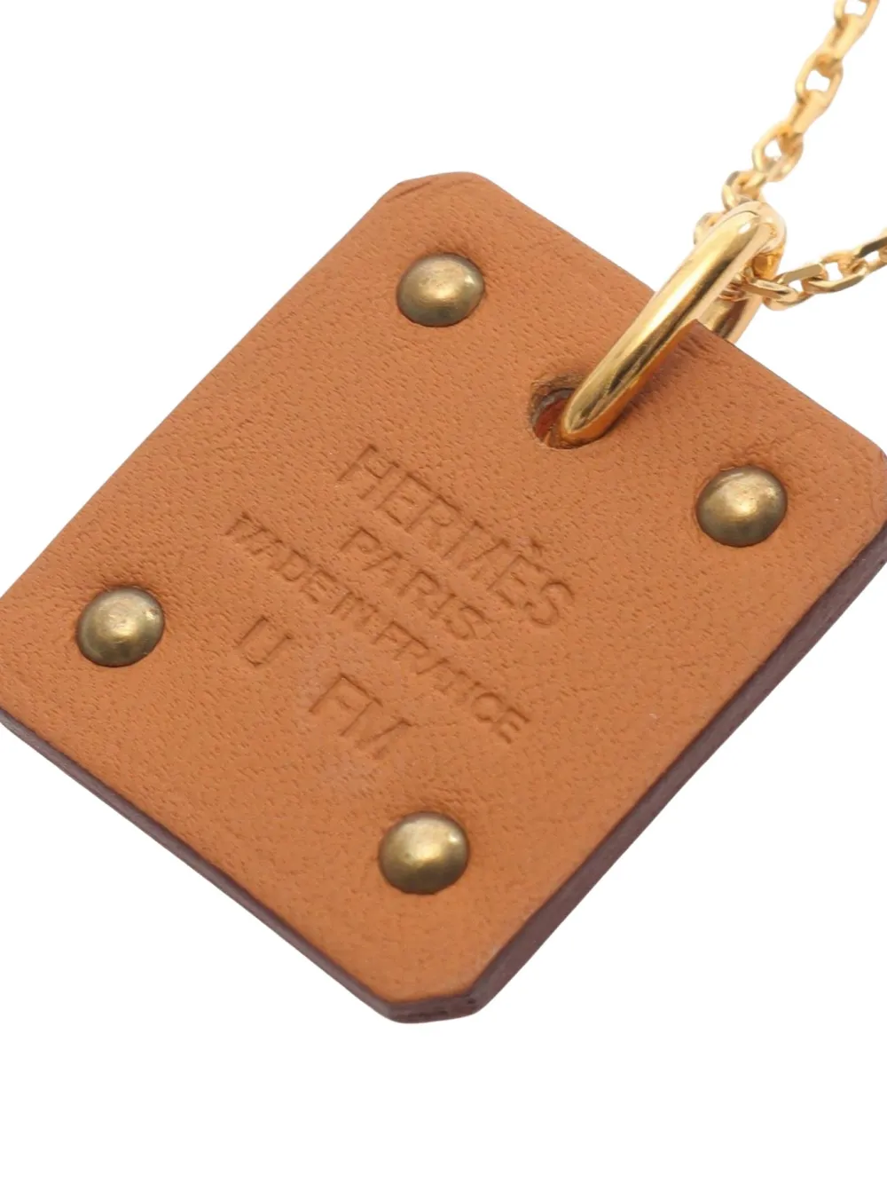Pre-owned Hermes 2022 Heart-shaped Leather Necklace In Gold