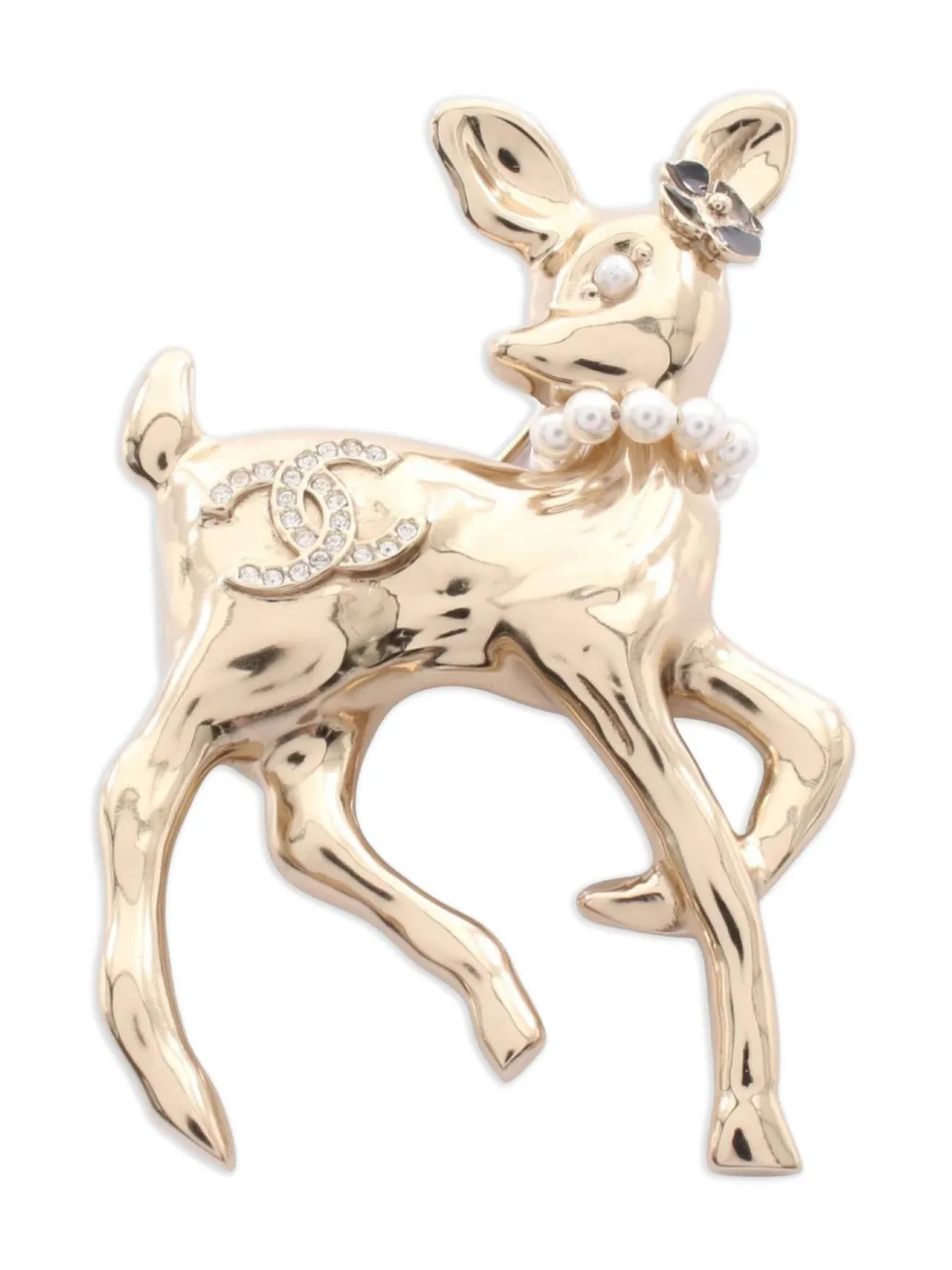 CHANEL Pre-Owned 1986-1988 Bambi ブローチ - ゴールドトーン CHANEL Pre-Owned 1986-1988 Bambi ブローチ - ゴールドトーン