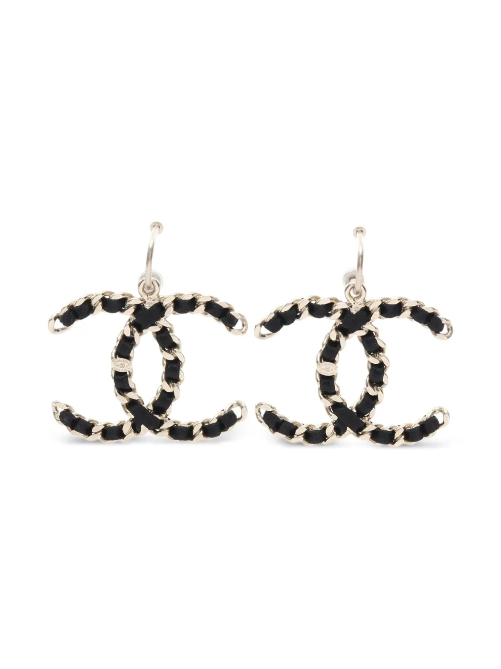 CHANEL Pre-Owned 1980s CC logo chain earrings | Black | Image 1