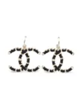 CHANEL Pre-Owned 1980s CC logo chain earrings - Black