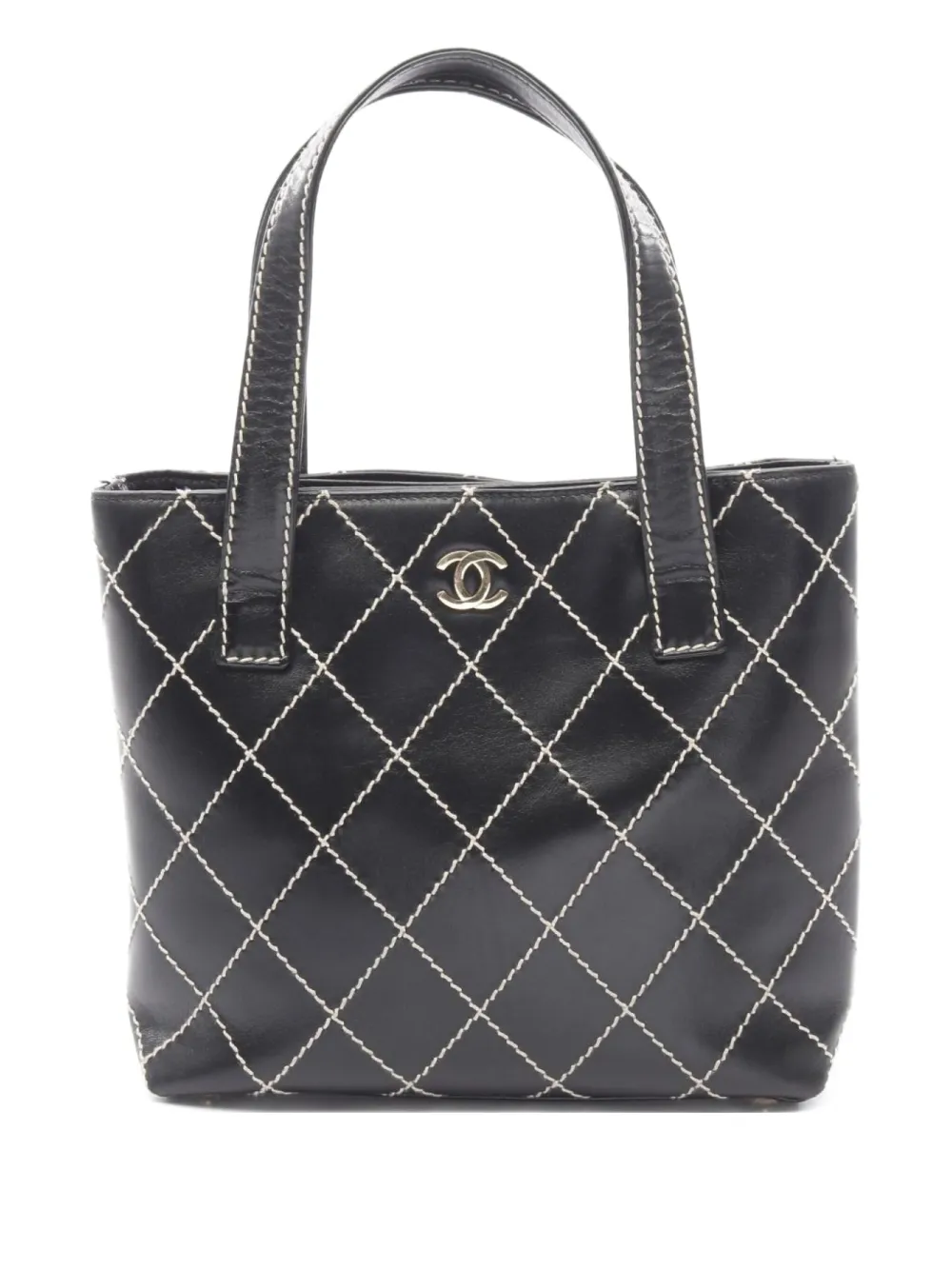 CHANEL Pre-Owned 2002-2003 ステッチ ハンドバッグ - ブラック