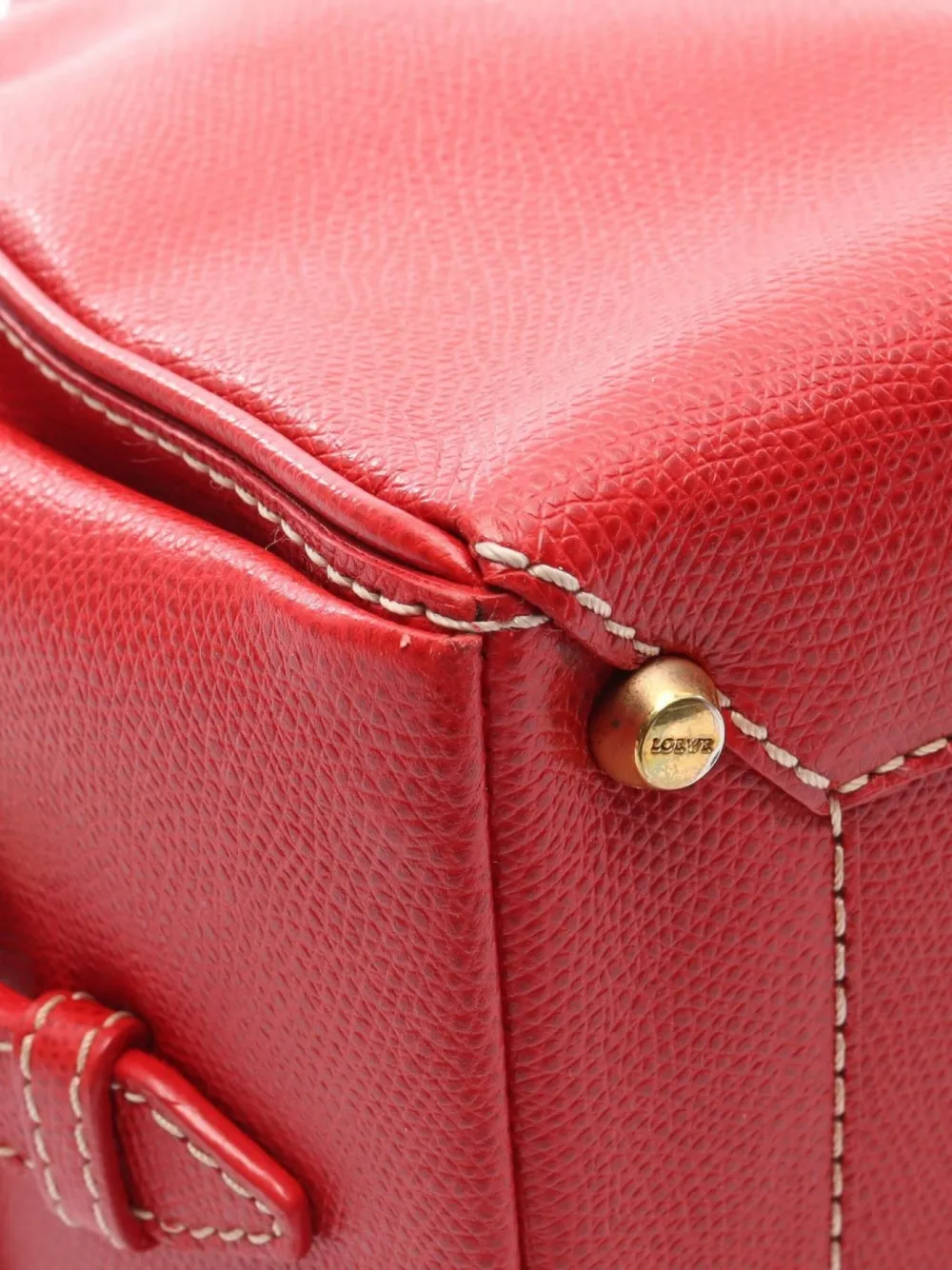 Pre-owned Loewe 2010s Leather Traveler Bowling Handbag In Red