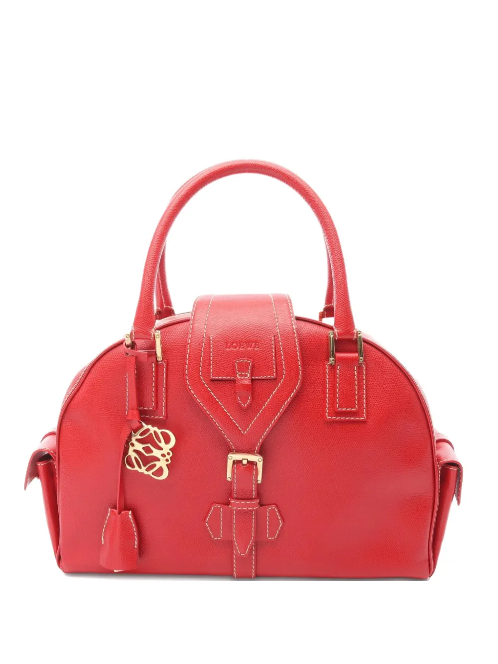 Pre-owned Loewe 2010s Leather Traveler Bowling Handbag In Red