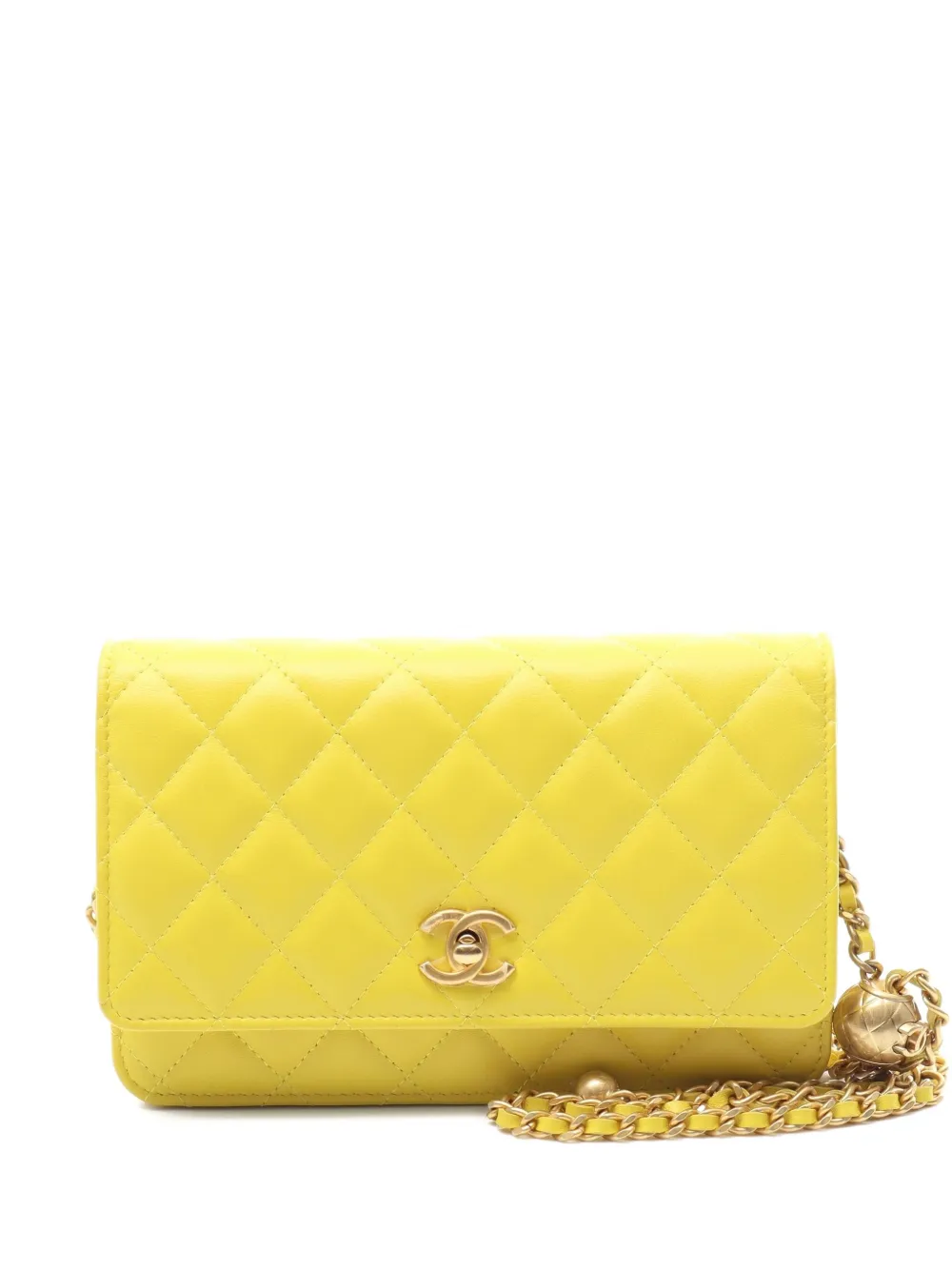 CHANEL Pre-Owned 2021 Matelasse Portemonnaie mit Kette | Gelb | Image 1