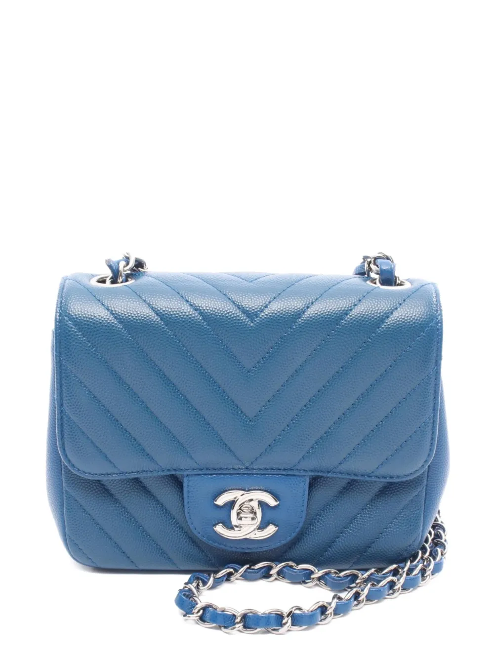CHANEL Pre-Owned 2017-2018 シェブロン Vステッチ チェーンショルダーバッグ - ブルー CHANEL Pre-Owned 2017-2018 シェブロン Vステッチ チェーンショルダーバッグ - ブルー