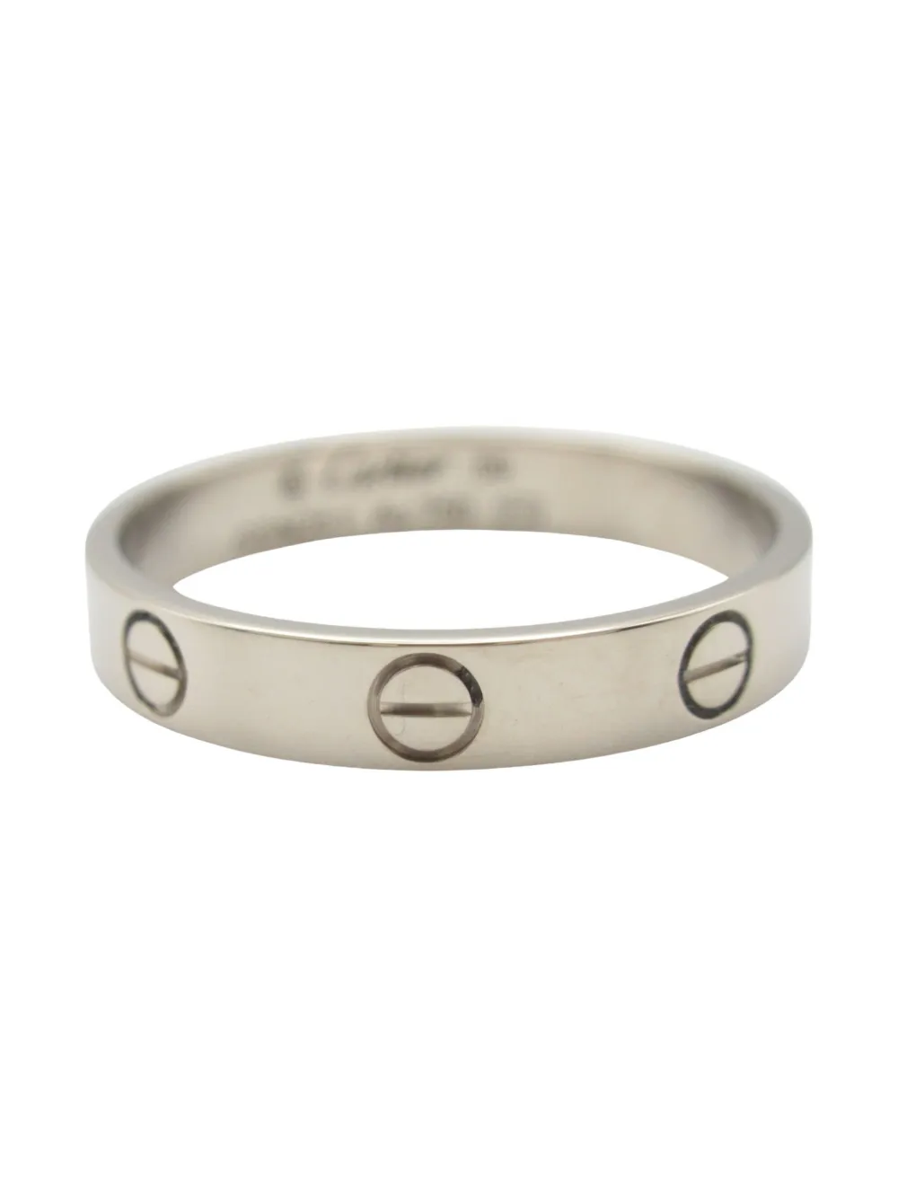 Pre-owned Cartier 18kt White Gold Screw Ring In Silver