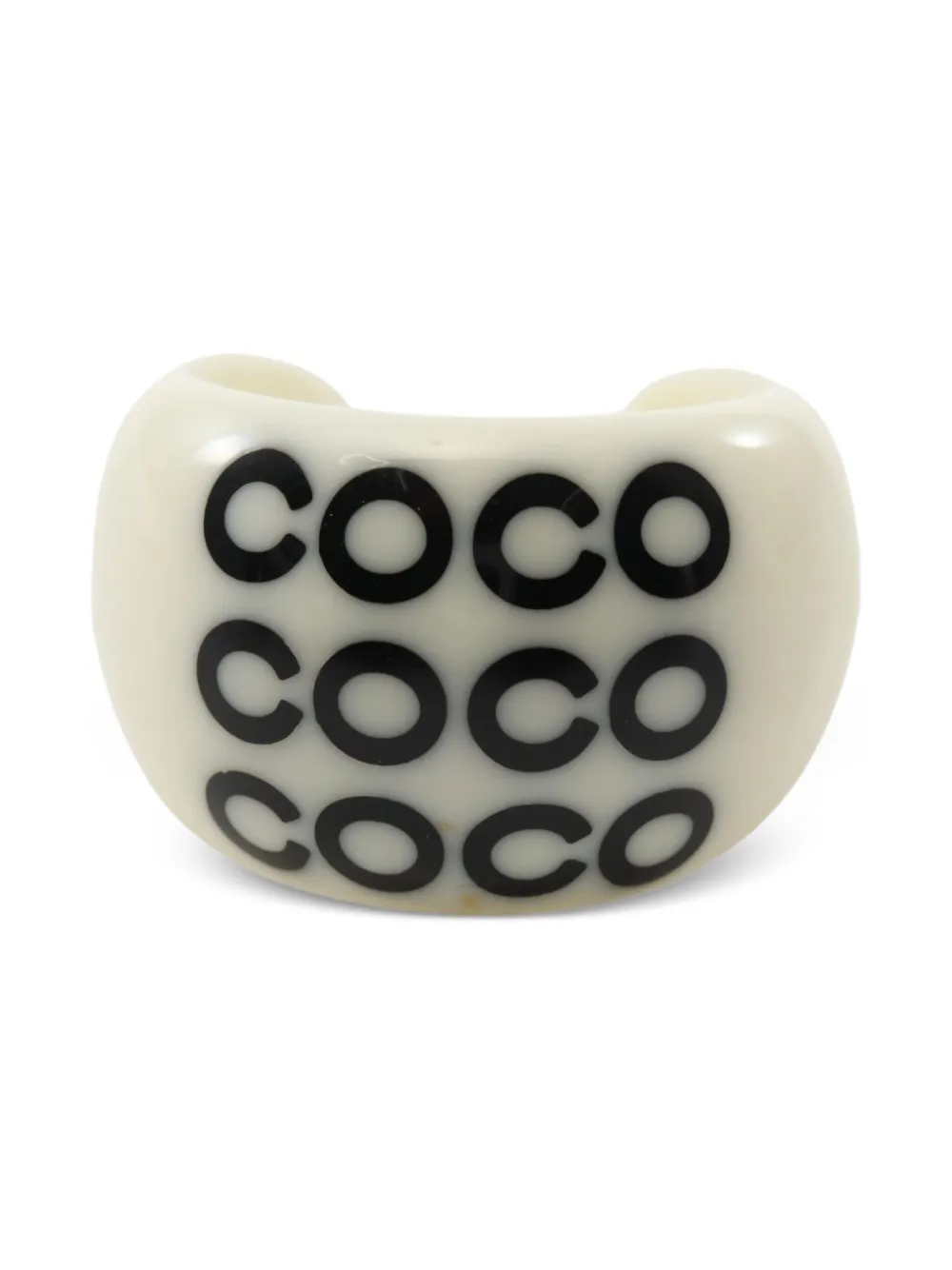 CHANEL Pre-Owned 1986-1988 ココ ヒア リング - ホワイト CHANEL Pre-Owned 1986-1988 ココ ヒア リング - ホワイト