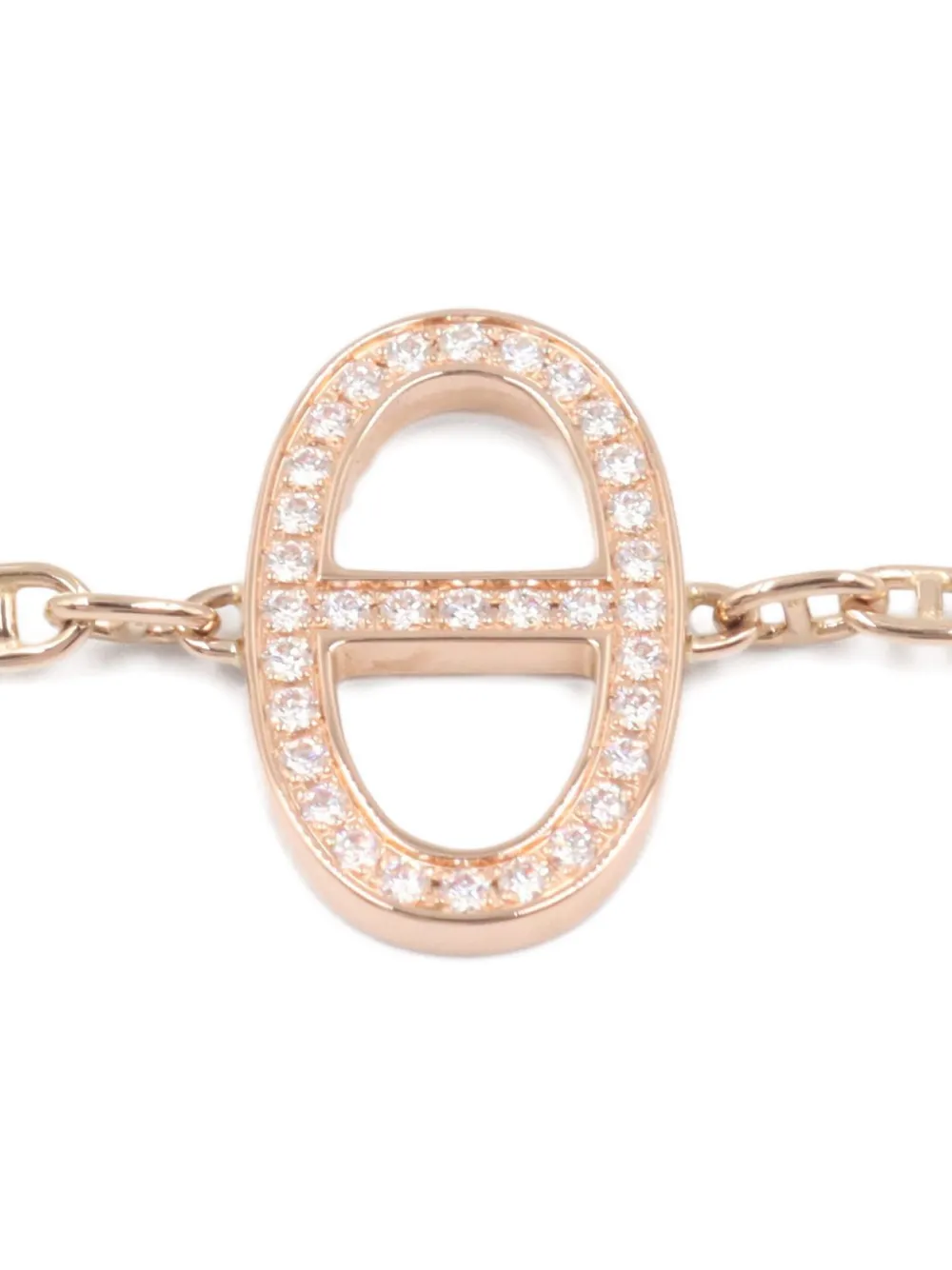 Pre-owned Hermes 2010s 18k Rose Gold Shane Tangle Contour Diamond Bracelet