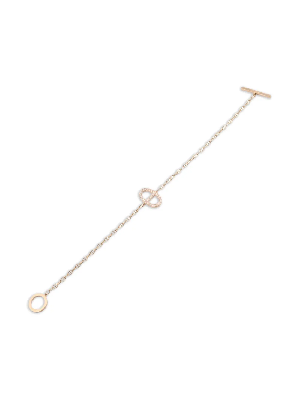 Pre-owned Hermes 2010s 18k Rose Gold Shane Tangle Contour Diamond Bracelet