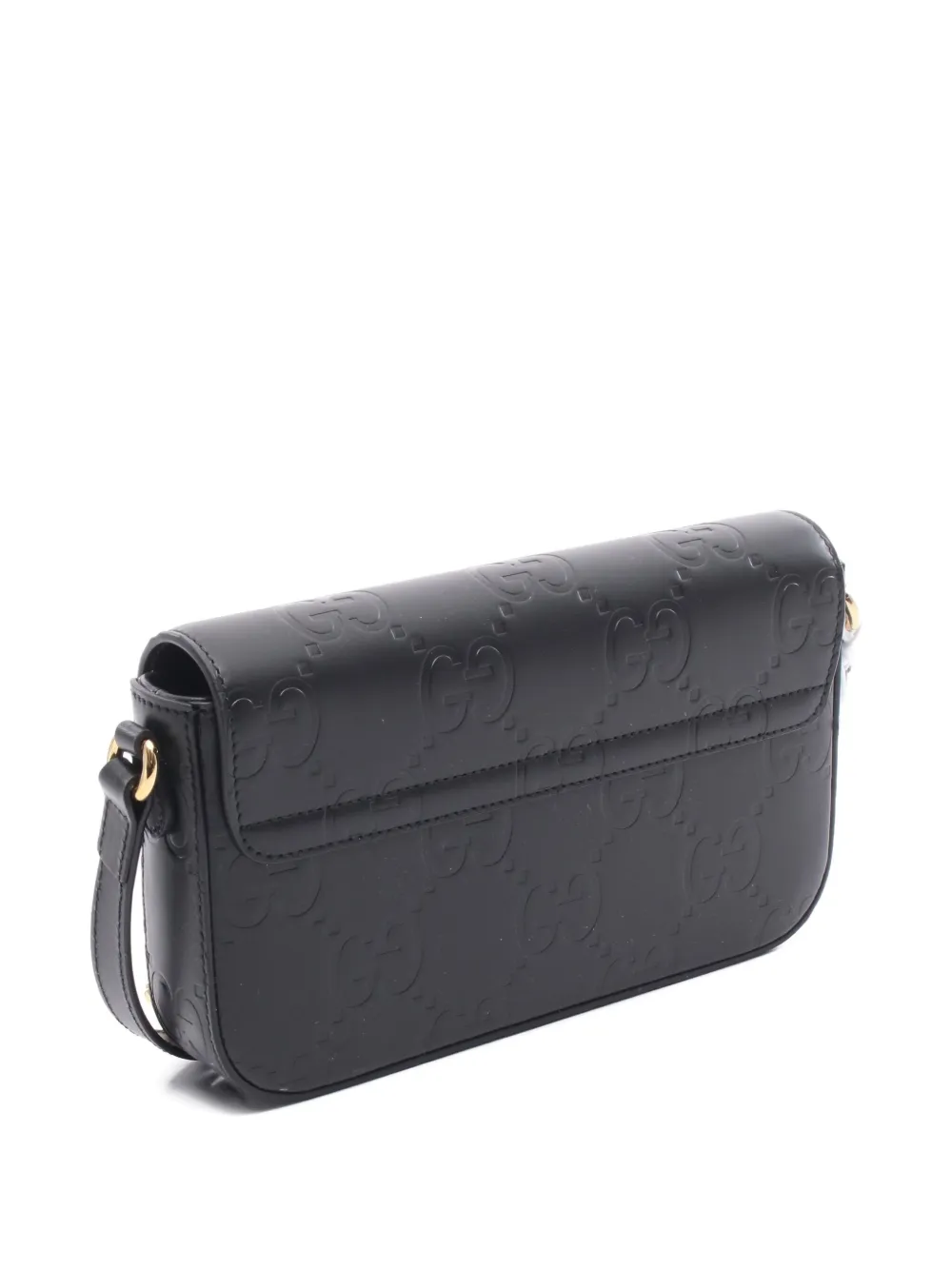 Pre-owned Gucci 2020s Mini Gg Embossed Shoulder Bag In Black