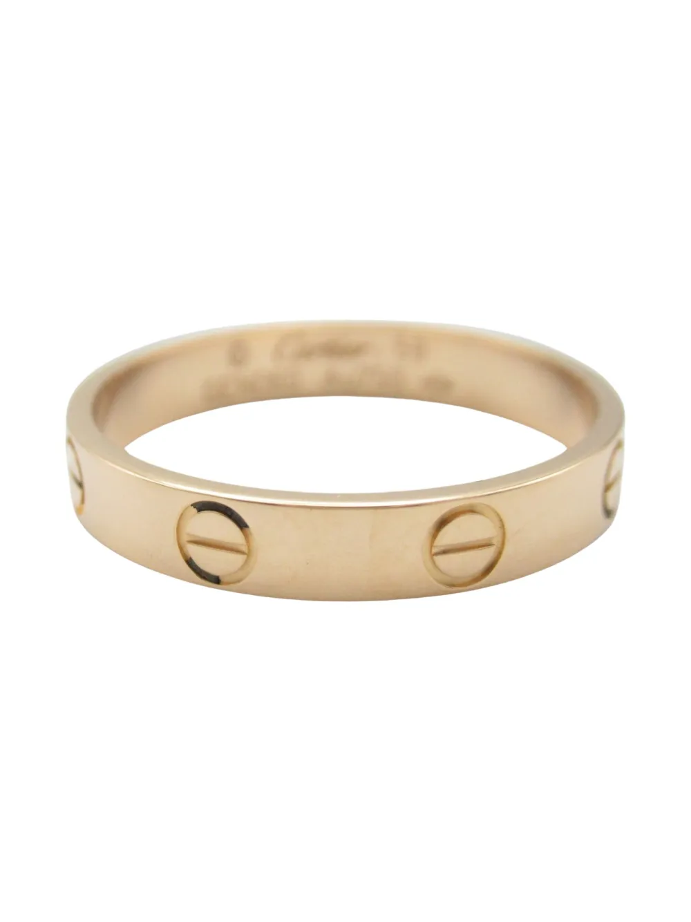 Pre-owned Cartier 10s 18k Rose Gold Mini Love Ring In Yellow