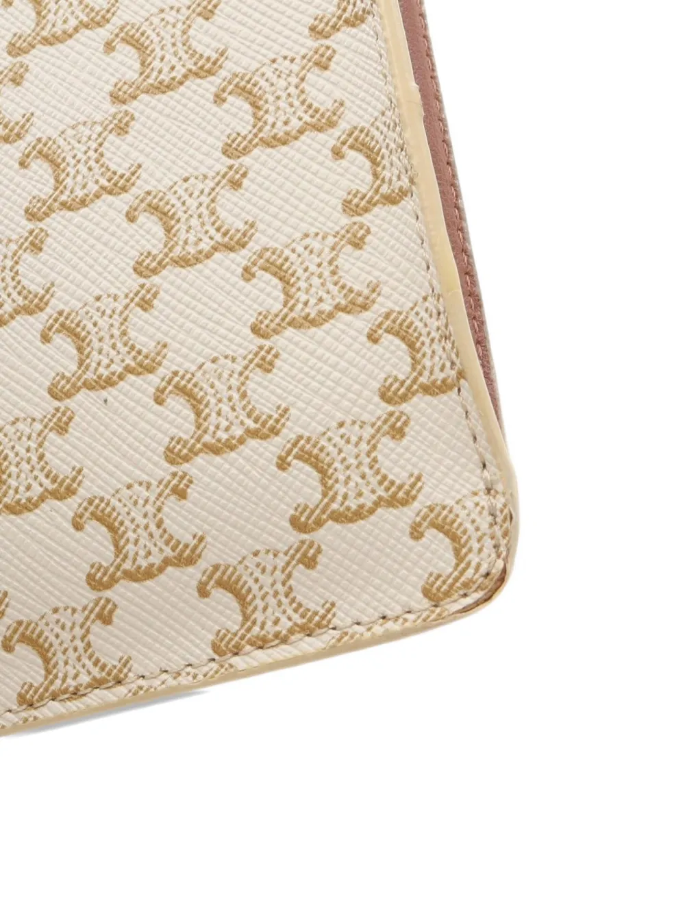 Pre-owned Celine 2000s Triomphe-pattern Phone Pouch In Neutral