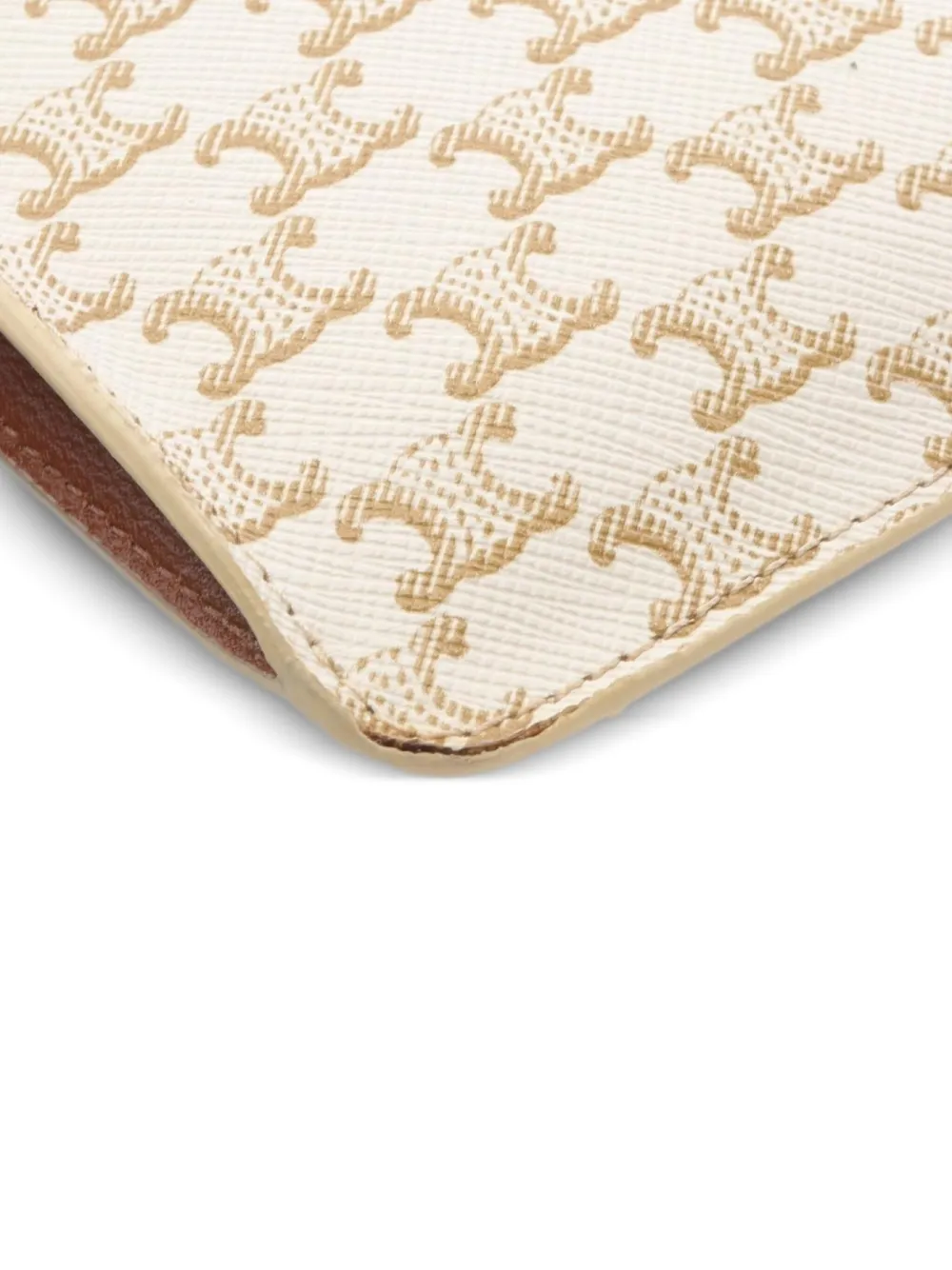 Pre-owned Celine 2000s Triomphe-pattern Phone Pouch In Neutral
