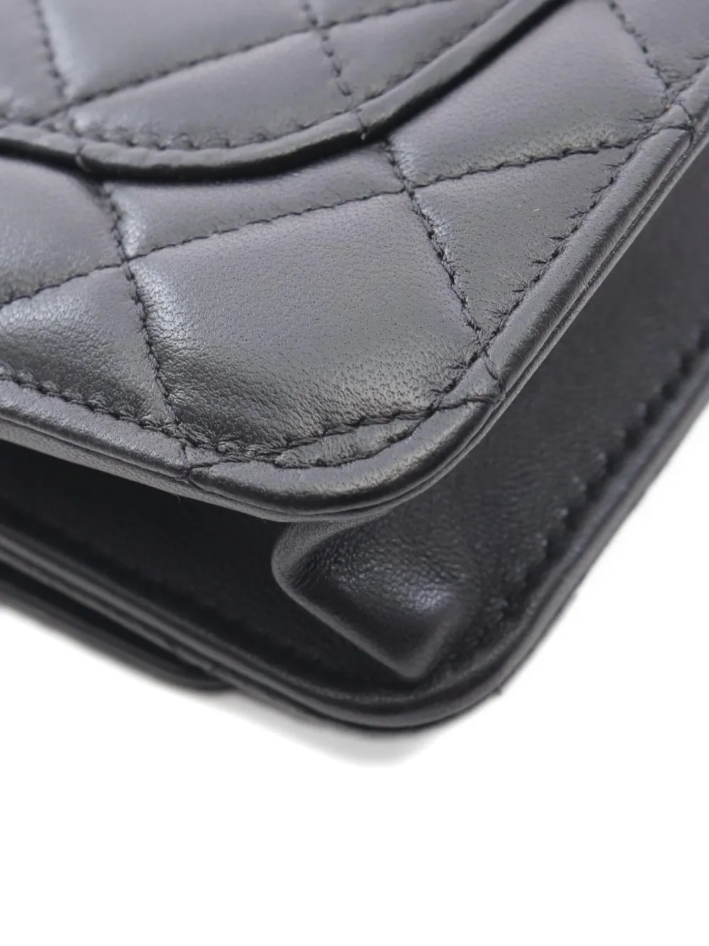 Pre-owned Chanel 2021 Quilted Chain Wallet In Black