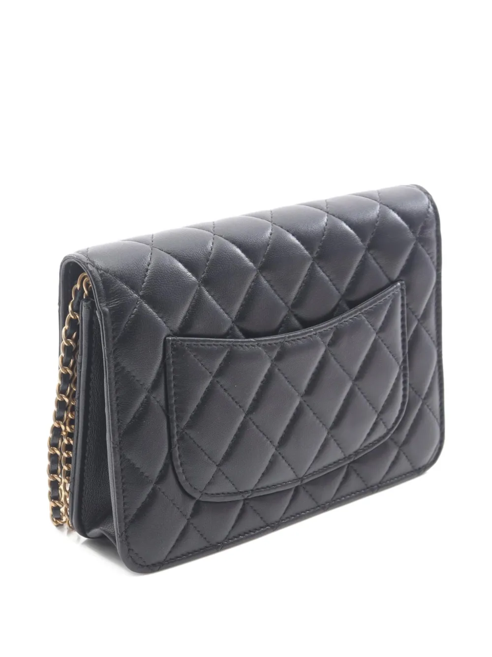 Pre-owned Chanel 2021 Quilted Chain Wallet In Black