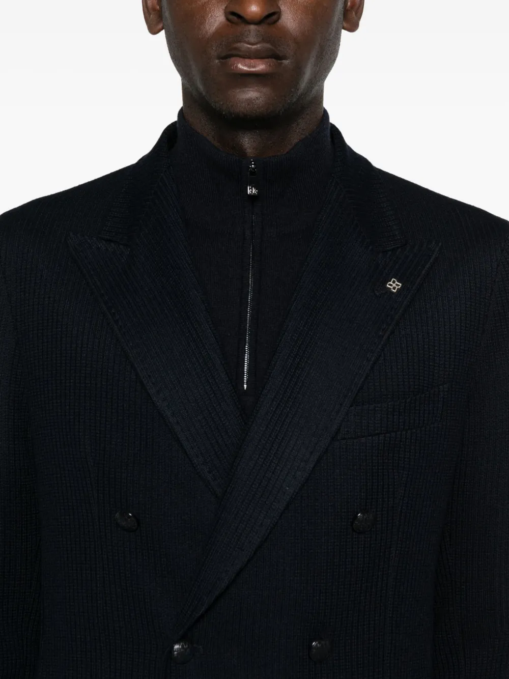 Tagliatore Double-breasted Striped Jacket In Blue