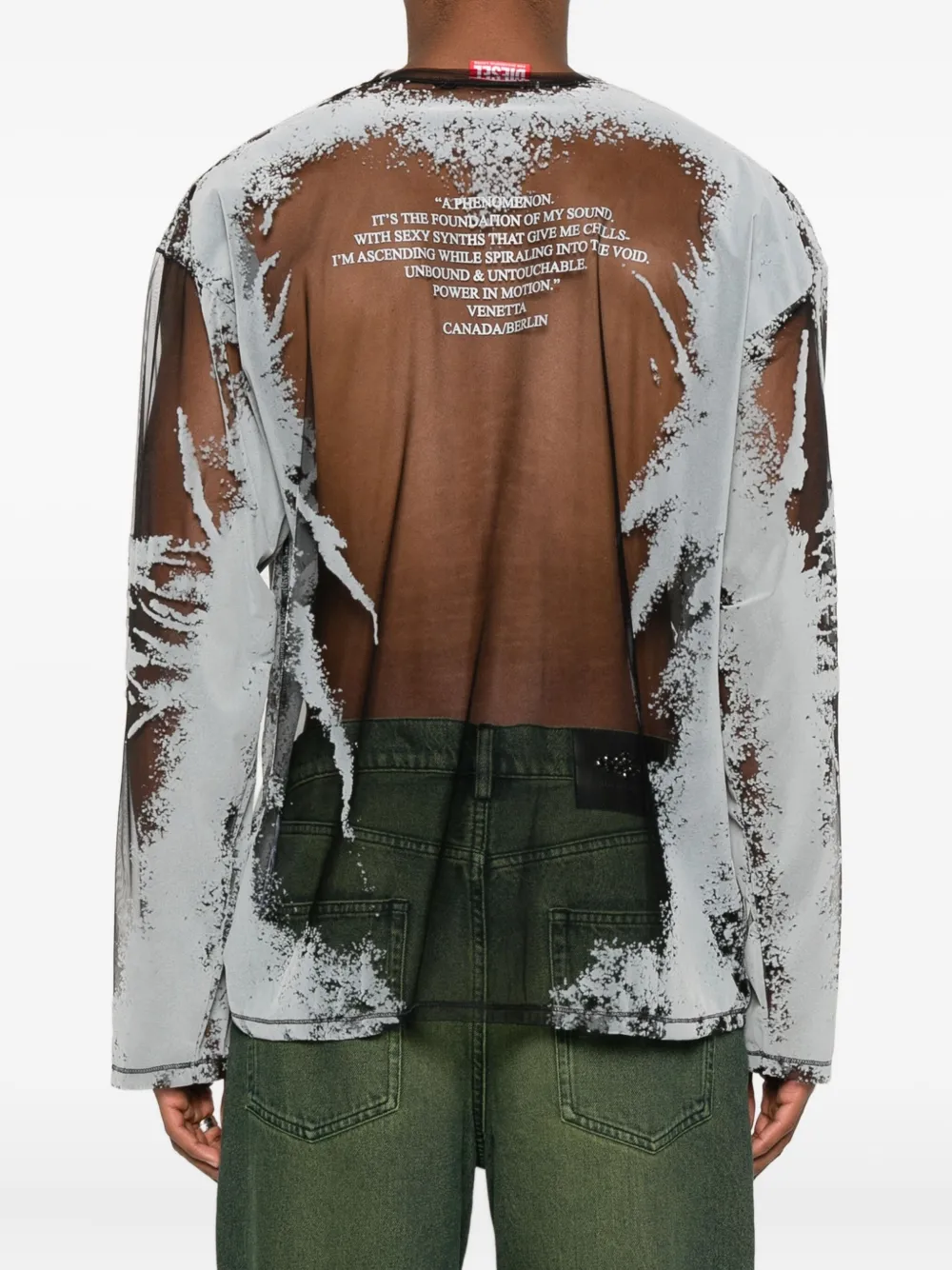 Diesel Abstract-print Mesh T-shirt In Multi