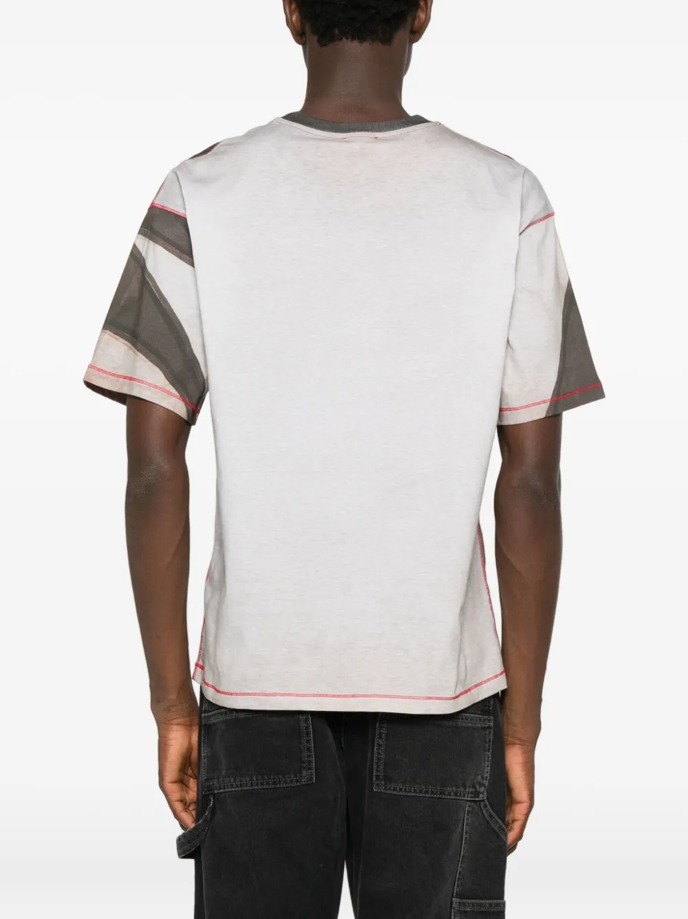 Diesel T-shirt met abstracte print en mesh Bruin