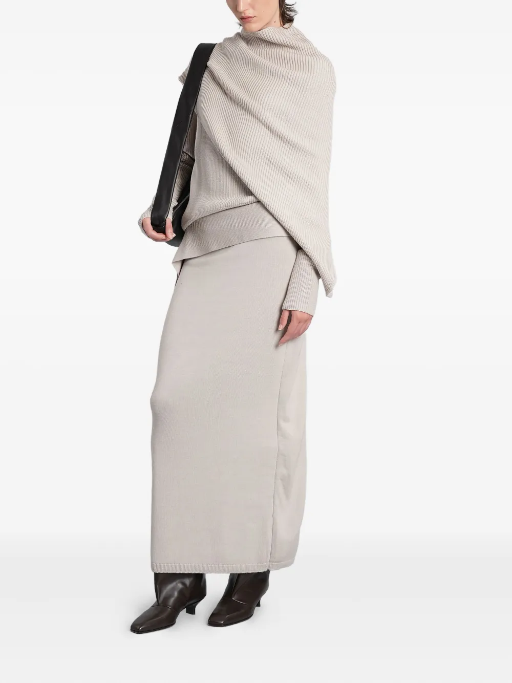 Entire Studios Wrap Sweater Knitwear In Grey Wool In Neutral