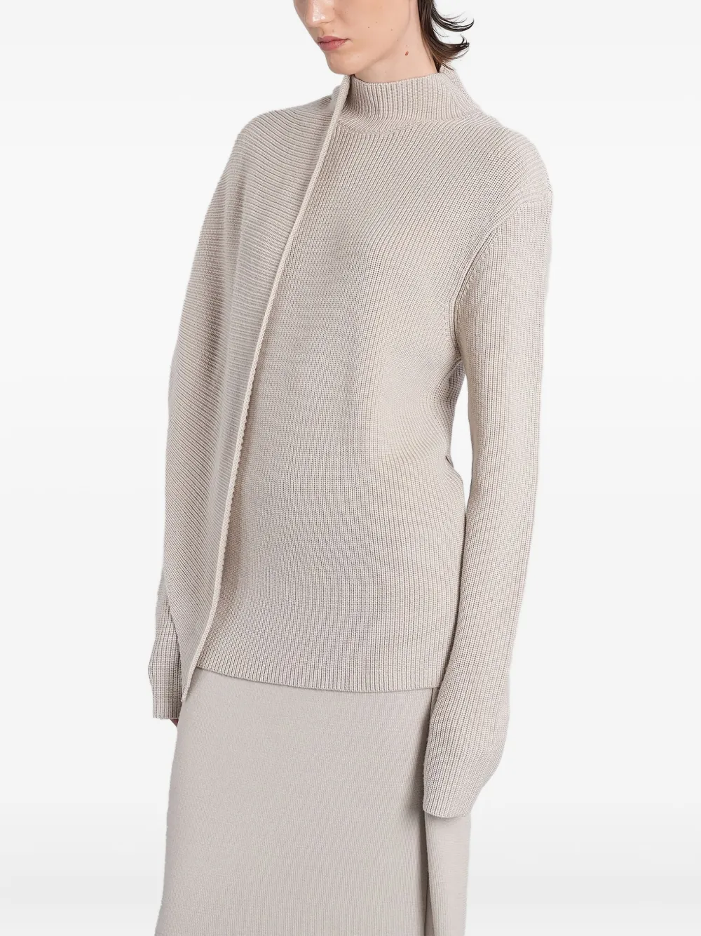Entire Studios Wrap Sweater Knitwear In Grey Wool In Neutral