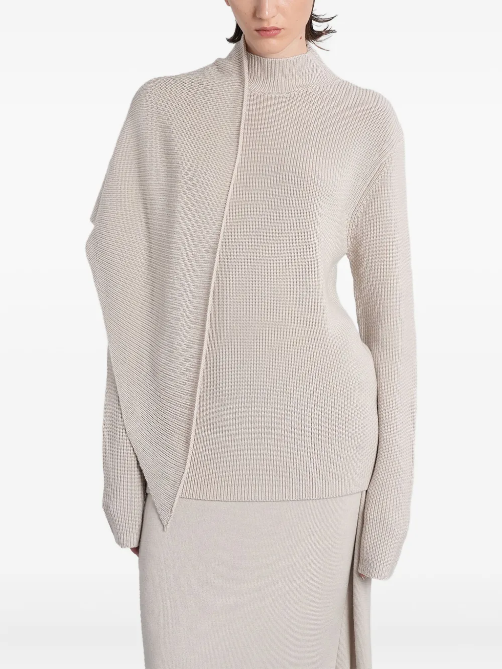 Entire Studios Wrap Sweater Knitwear In Grey Wool In Neutral