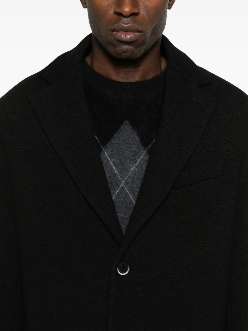 Barena Mantel met enkele rij knopen Zwart