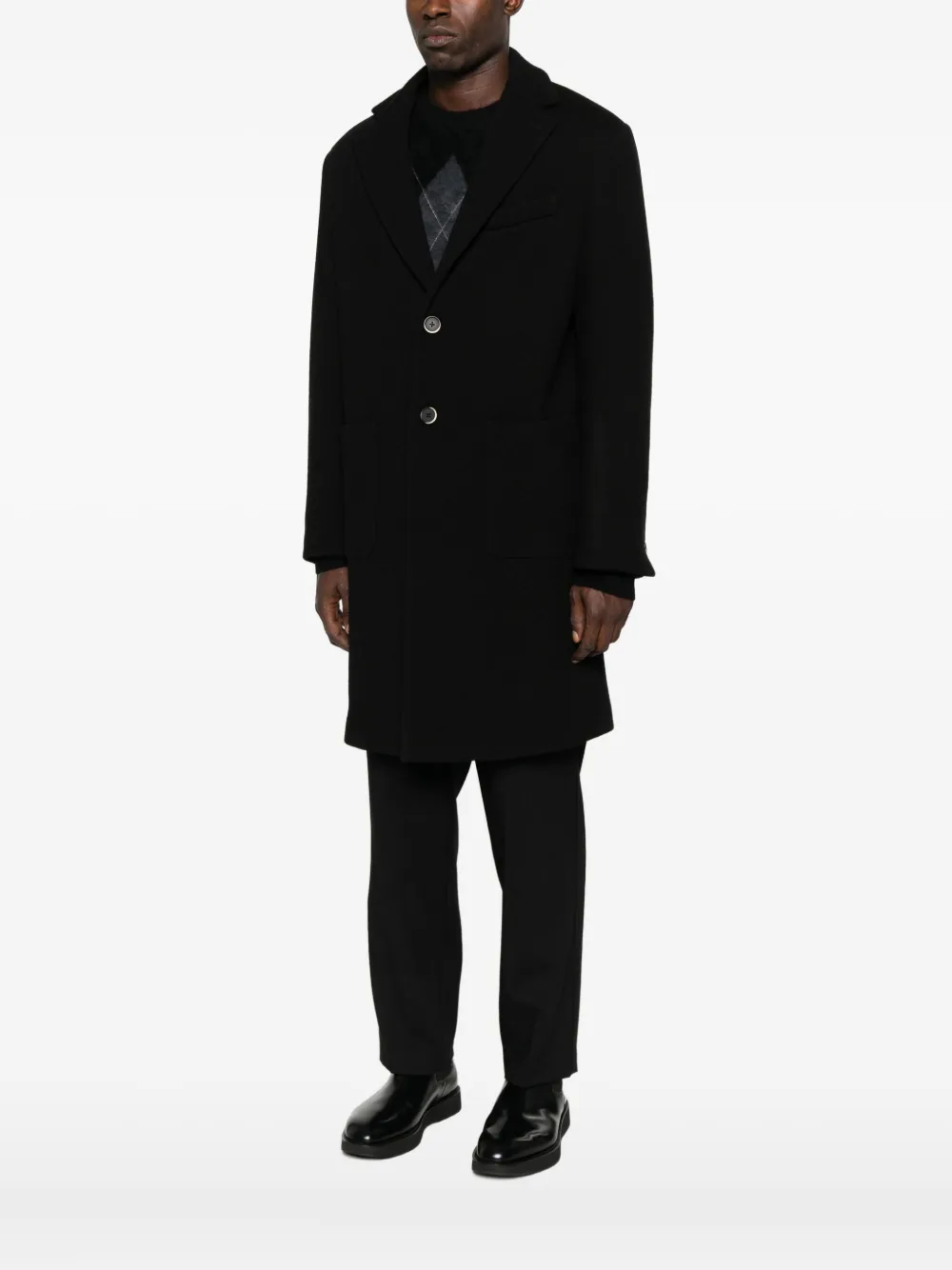 Barena Mantel met enkele rij knopen Zwart