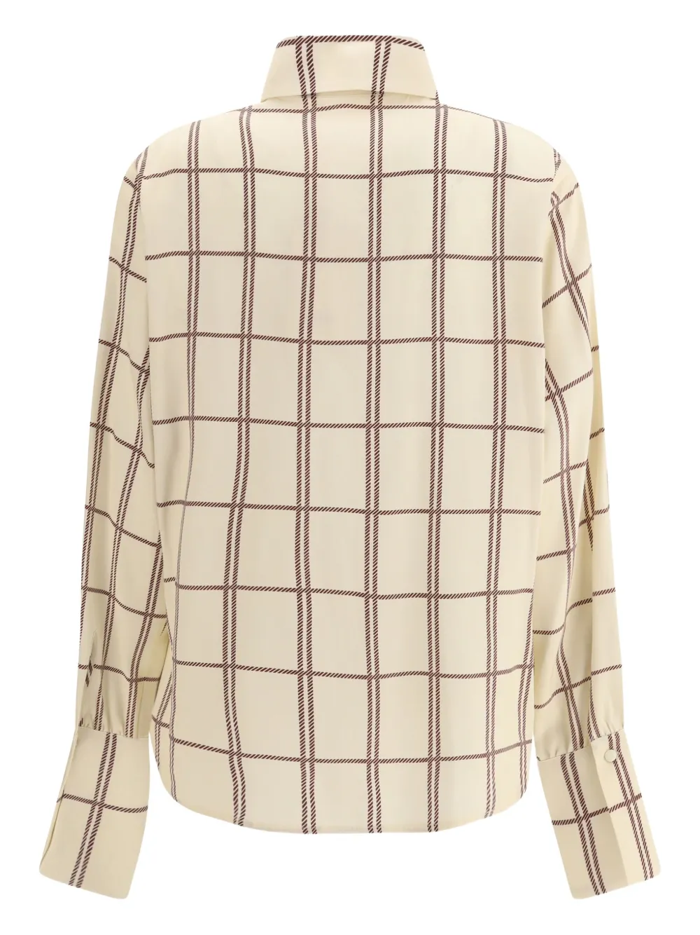 CRIDA Feltre geruite satijnen blouse - Beige