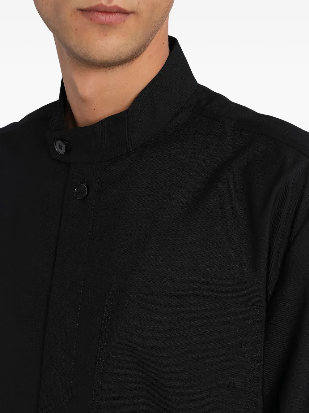 ENTIRE STUDIOS Overhemd met ronde opstaande kraag en zak Zwart
