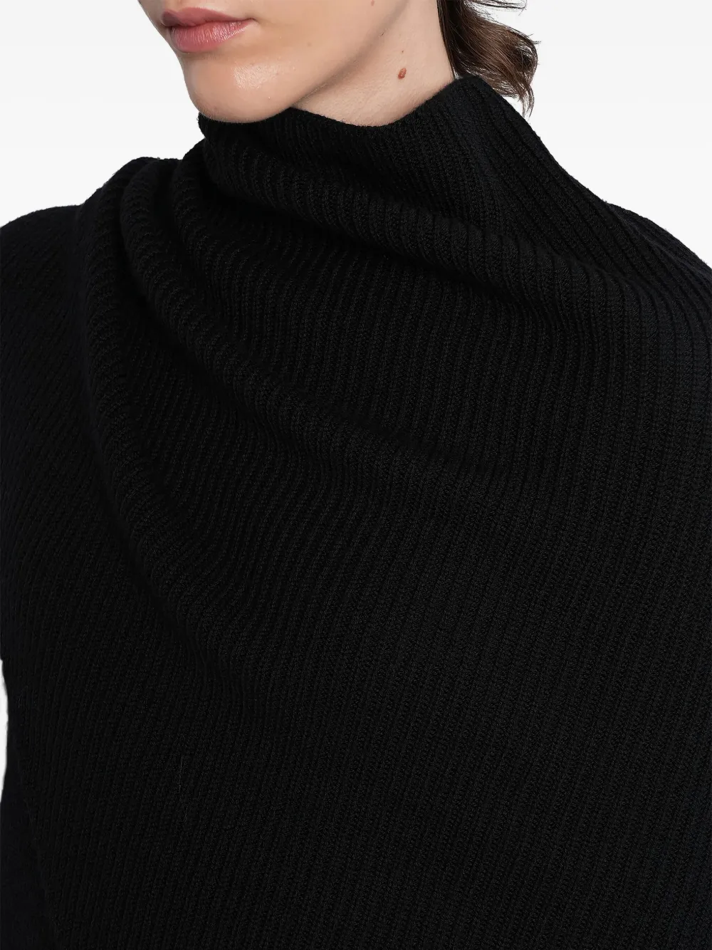Entire Studios Ribbed Turtleneck Draped Sweater In Black