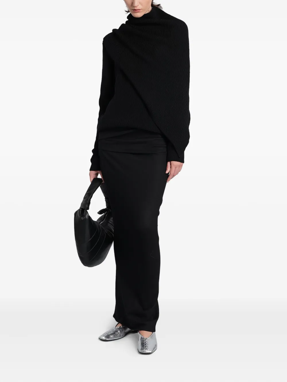 ENTIRE STUDIOS ribbed turtleneck draped sweater | Knitted Sweaters | Image 2