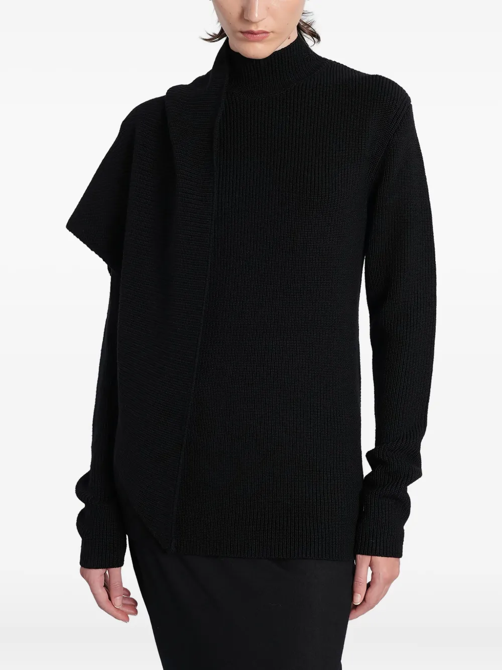 ENTIRE STUDIOS ribbed turtleneck draped sweater | Black | Image 1