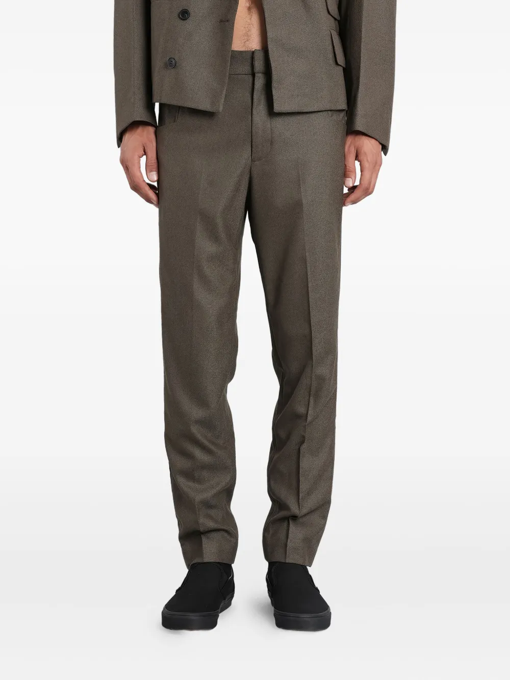 Entire Studios Slim Trouser Pants In Green Wool In Gray
