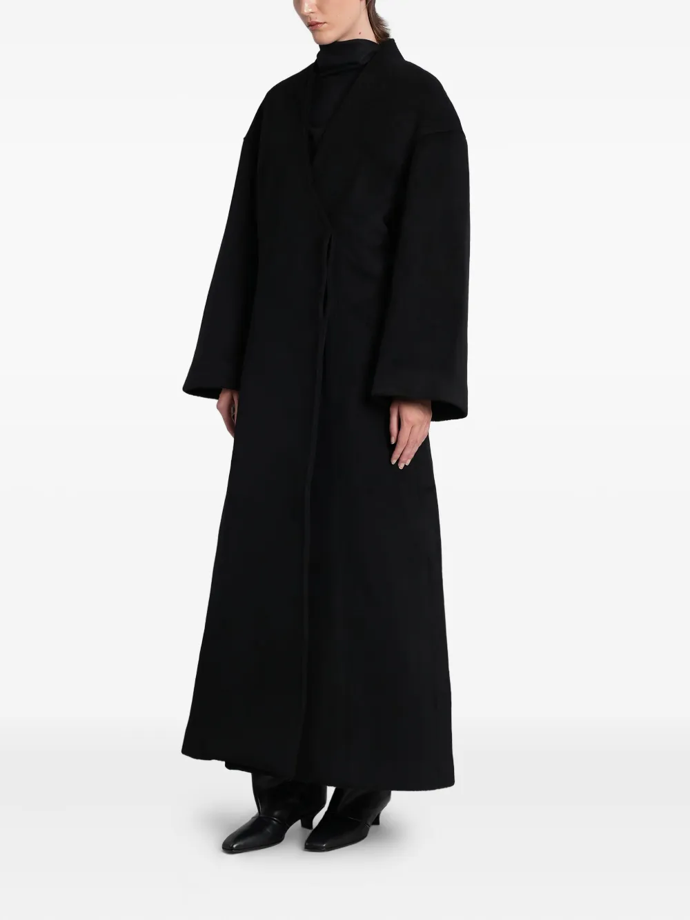 Entire Studios Wrap-front Double-breasted Coat In Black