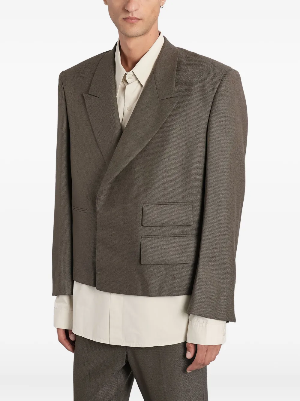 Entire Studios Book Blazer Blazer In Green Wool In Gray