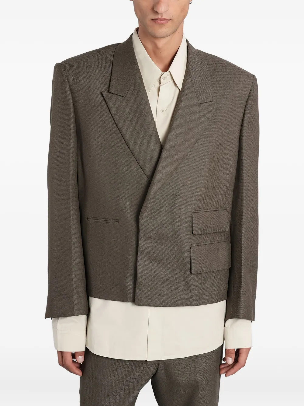 Entire Studios Book Blazer Blazer In Green Wool In Gray